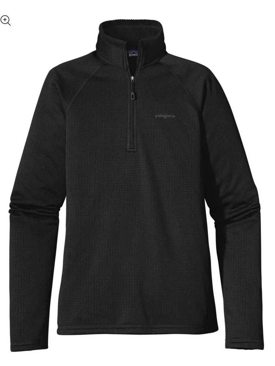 Patagonia Womenâs R1 Black Quarter-Zip